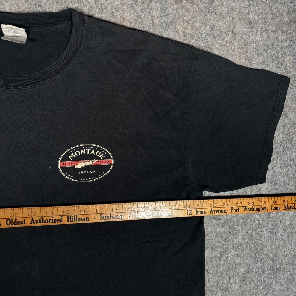 Gildan Montauk T-Shirt Mens XL Black The End Long Island NY Graphic Tee Cotton - Picture 8 of 11
